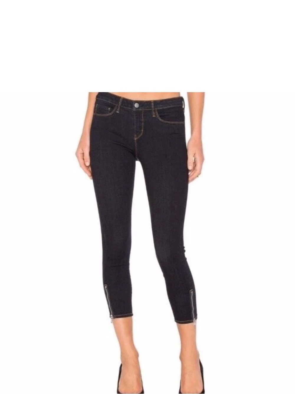 L'AGENCE EMMANUELLE CROPPED SKINNY MID RISE JEANS IN MIDNIGHT BLUE